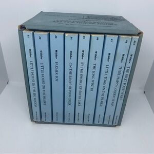Complete 1971 Blue Box Set of 9 Little House on the Prairie Books PB